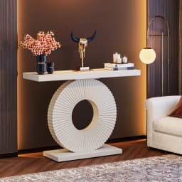 Tribesigns Modern Console Table with Geometric Base, 40 inch Wood Entryway Table Sofa Table Narrow Long Table