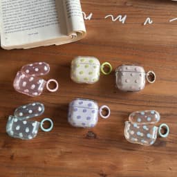 IMD Solid Colors Dots Transparent Earphone Case with Ring for Airpods Pro, Pro2, Pro3, 1, 2, 3, 4, Anti-fall