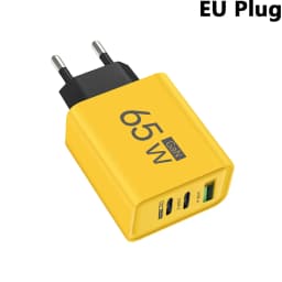 65W GaN USB C Fast Charger 3 Ports PD3.0 QC3.0 Mobile Phone Wall Adapter for iPhone 16 15 17 Samsung Xiaomi Huawei EU US KR Plug