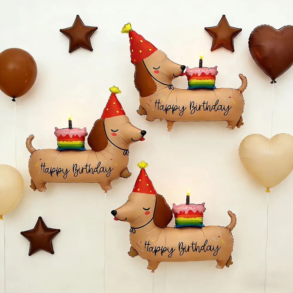 Cartoon Birthday Sausage Dog Aluminum Film Balloon Dog Theme Party Balloon Decoration Birthday Party Decoration Supplies