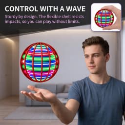 Pro Magic Gesture Control Hover Ball Flying Spinner, 360° Rotating Colorful LED Lights, Durable Outdoor Toy for Adults and Teens