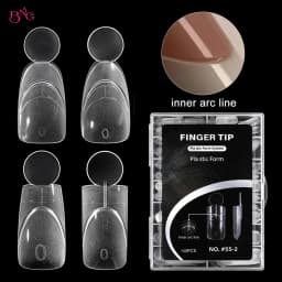 BNG 140Pcs Dual Forms with Inner Arc Line Oval Square Coffin Upper Forms for Quick French Matte Nail Molds for Nail Extensions