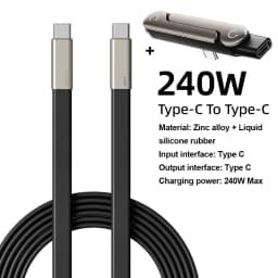 240W Liquid Silicone Type C To Type C Fast Charging Cable With Foldable Phone Stand OTG Adapter For iphone 17 16 15 Pro Samsung