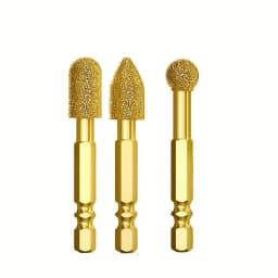 3pcs Diamond Grinding Head Tile Rotary File Polishing Head for Iron, Stainless Steel, Ceramic, Tile, Fits Drill