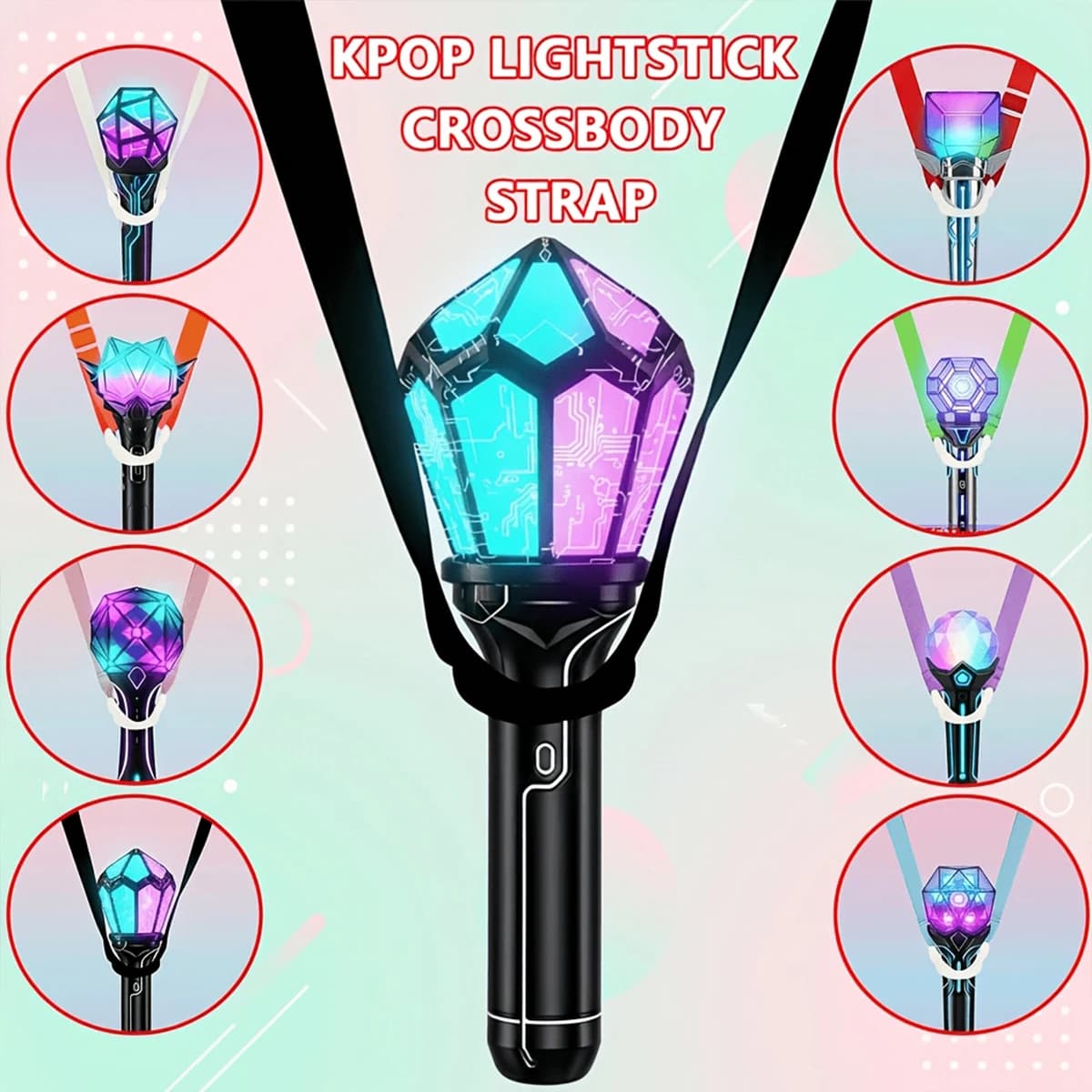 K-POP Crossbody Light Stick Strap Lanyard, Solid Color Light Stick Strap, Adjustable, Designed Specifically for Fan Gatherings