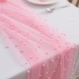 80x200cm Pearl Gauze Decorative Table Flag Beaded Net Gauze Wedding Table Flag Curtain Party Tablecloth Background Decoration