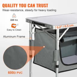 SucceBuyFolding Picnic Table Kitchen Camping Cupboards Aluminum Suitcase Table with Storage Bag Adjustable Height for Outdoor