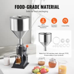 SucceBuy A03 5-50ml/5-100ml Manual Liquid Filling Machine Paste Bottle Filler Adjustable with Hopper for Water Shampoo Honey