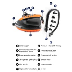 16PSI Electric Air Pump Paddle Board Air Pump Iatable Pump For Boat Kayak Sup Paddle Boat Airbed Mattress Car Bike Tire Tools