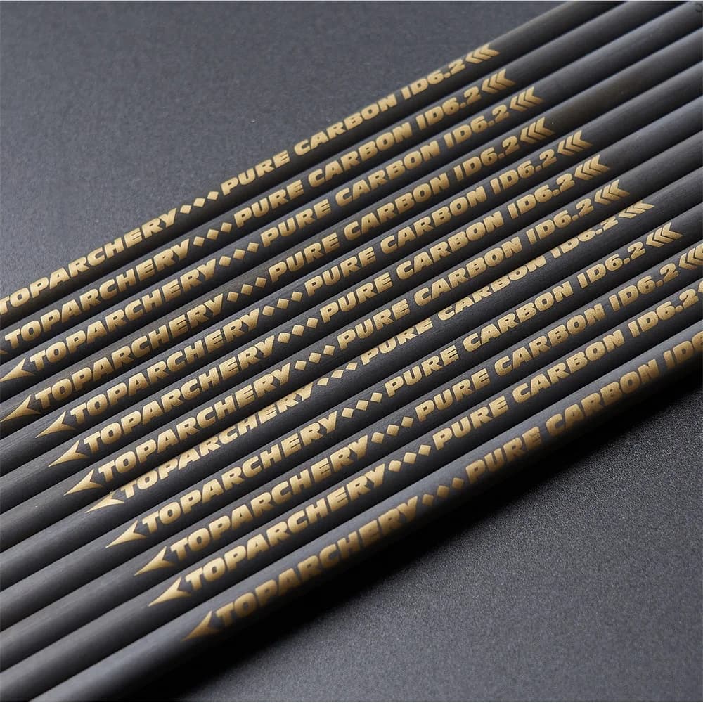 6/12/24pcs Pure Carbon Arrow Shaft Spine 300 350 400 500 600 ID 6.2 mm for Outdoor Hunting Shooting Recurve Compund Bow