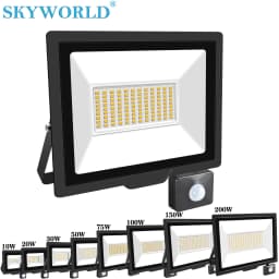 SKYWORLD 10W 20W 30W 50W 75W 100W 150W 200W Induction Led Flood Light With Adjustable PIR Sensor 110V 220V Floodlight Outdoor