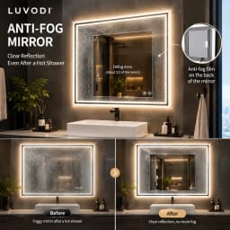 LUVODI 28x36" LED Bathroom Mirror with Lights,Backlit Dimmable Vanity Mirror,Anti-Fog Wall Mounted Makeup Mirror for Bathroom