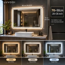 LUVODI 28x36" LED Bathroom Mirror with Lights,Backlit Dimmable Vanity Mirror,Anti-Fog Wall Mounted Makeup Mirror for Bathroom