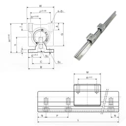 2PCS SBR12 SBR16 SBR20 20mm Linear Guide Rail 300-1500mm Fully Supported Linear Rail with SBR16UU Linear Bearing Block CNC Part