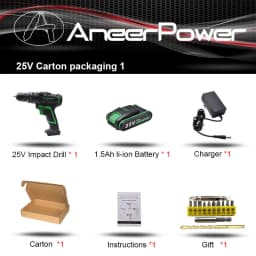 25V 21V Wireless Hand Electric Drill Impact Cordless Lithium Battery Screwdriver For Decorating House Drilling Screws Power Tool