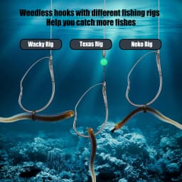 25-100Pcs Weedless Drop Shot Hooks Wacky Rig Worm Hook Sea Bass Fishing Tackle for Soft Lure Wacky Rigging
