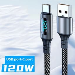1m/2m 120W USB-C Charging Wire For Huawei Xiaomi POCO Samsung 100W PD Fast Charging Phone Data Cord For iPhone LED Display Cable