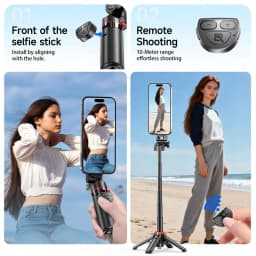 Magnetic Mini Selfie Stick Tripod for Cellphone with Extension Rod Wireless Remote, Fill Light Option, for Smartphone Vlog Shoot