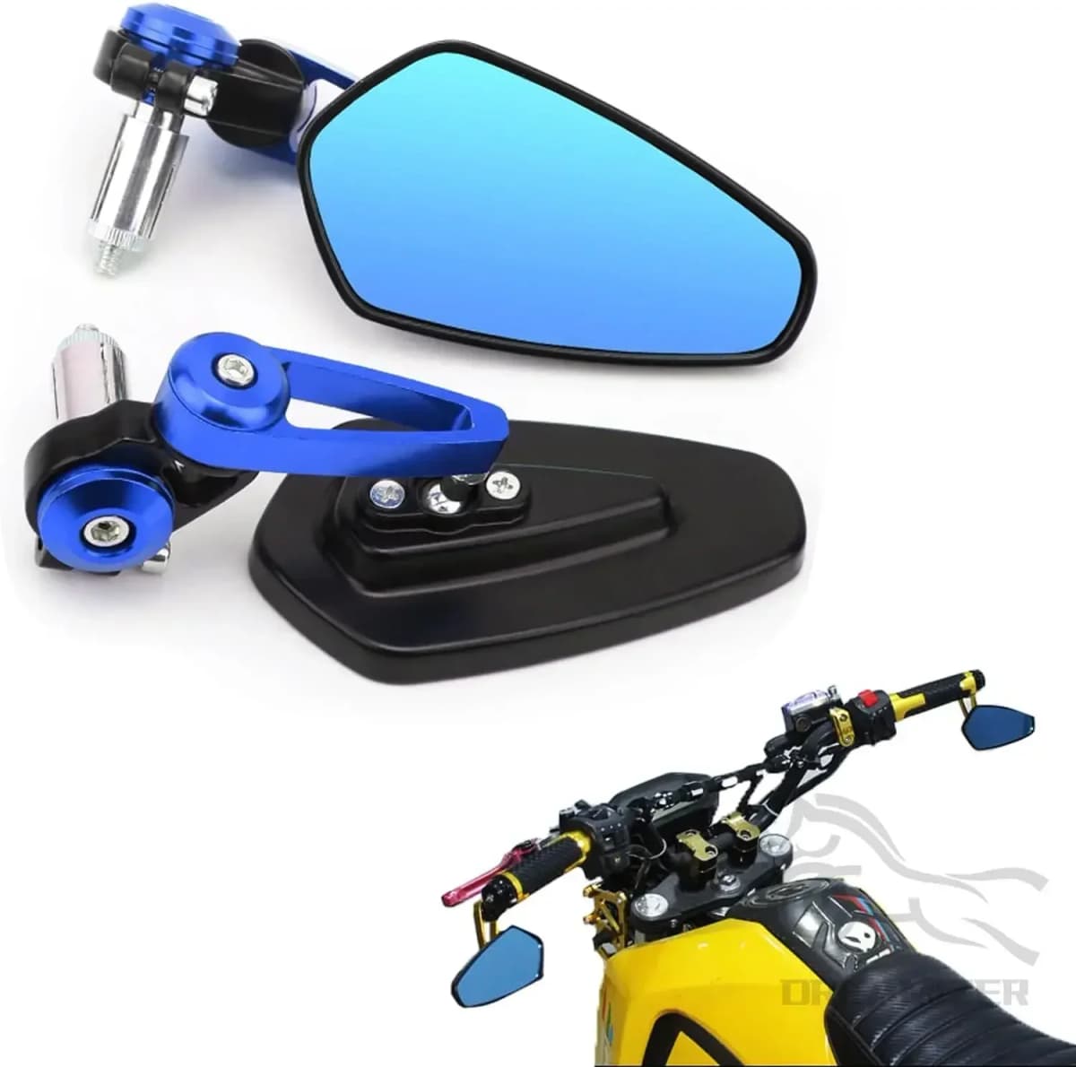 1 Pair 7/8" 22mm Motorcycle Aluminum Bar End Side Rearview Mirror Universal Motorbike Bike Handlebar Rear View Mirrors