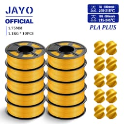 JAYO PLA + 3D Filament 1.75MM 10 Rolls PLA PLUS 3D Printer Filament Neatly Wound 3D Printing Filament 1.1kg Spool High Toughness