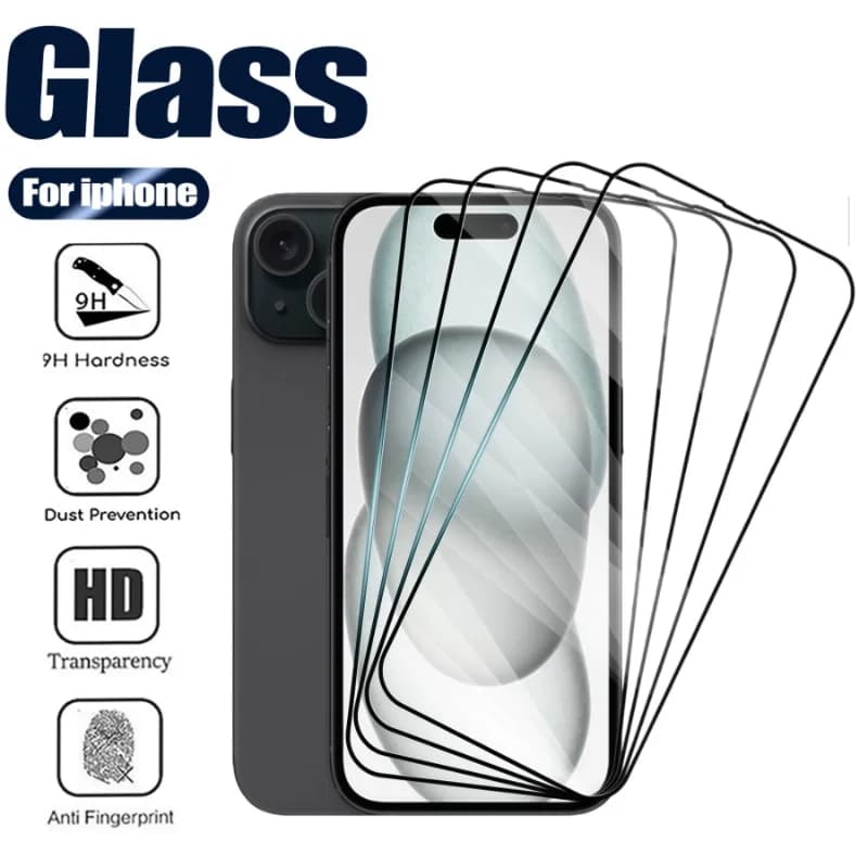 1-3Pcs Tempered Glass For iPhone 16 15 17 Pro Max 14 Plus 12 13 Mini Screen Protector on iPhone XS 11 Pro Protective Cover Glass