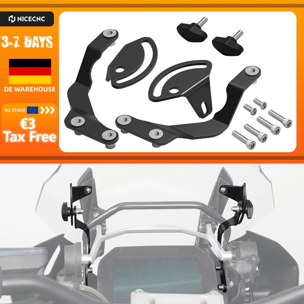 For 2018-2024 BMW R1250GS Adventure Windshield Brackets Windscreen Stabilizer for BMW R1250GS 2018-2022 R1250 GS GSA R1250GSA