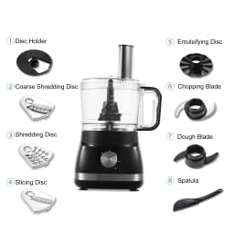 800W Powerful Food Processor Chopper 2L | 3-Speed + Pulse Function | Multi-Chopper & Dough Kneader Compact Black Kitchen Machine
