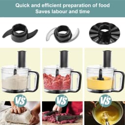 800W Powerful Food Processor Chopper 2L | 3-Speed + Pulse Function | Multi-Chopper & Dough Kneader Compact Black Kitchen Machine