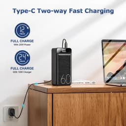 hganus 60000mAh Power Bank QC PD3.0 22.5W Fast Charging Powerbank Portable Charger External Battery For iPad iPhone Xiaomi