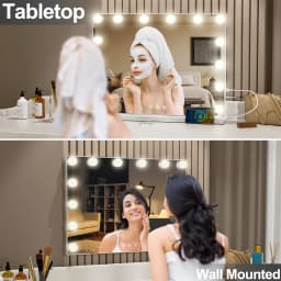 LED Light Hollywood Makeup Mirror Vanity Light Mirror & 14 Dimmable Light Bulbs+USB Large Makeup Mirror With Led Light