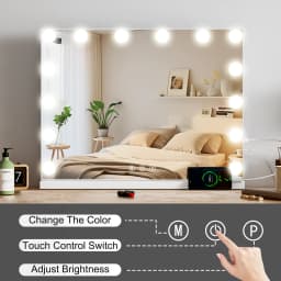 LED Light Hollywood Makeup Mirror Vanity Light Mirror & 14 Dimmable Light Bulbs+USB Large Makeup Mirror With Led Light