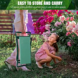 Garden Kneeler and Seat 2-in-1, Heavy Duty Foldable Stool with EVA Foam & Tool Bag, Adjustable Gardening Kneeler Pad for Elderly, Plant