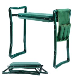 Garden Kneeler and Seat 2-in-1, Heavy Duty Foldable Stool with EVA Foam & Tool Bag, Adjustable Gardening Kneeler Pad for Elderly, Plant