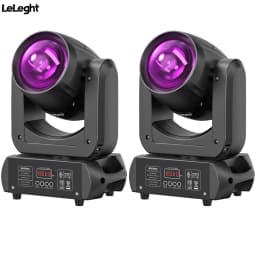 LeLeght 2Pcs 150W Moving Head LED DMX512 Spot Beam RGBW Wash GOBO 18 Prism Disco Stadium Party Light for Wedding Light Show Bar