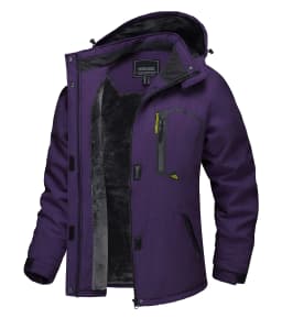2025 Women's Waterproof Windbreaker Ski Jacket Fleece Lining Warm Winter Snow Coat Multiple pockets Hooded Hiking Outdoor