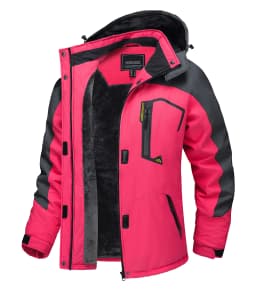 2025 Women's Waterproof Windbreaker Ski Jacket Fleece Lining Warm Winter Snow Coat Multiple pockets Hooded Hiking Outdoor