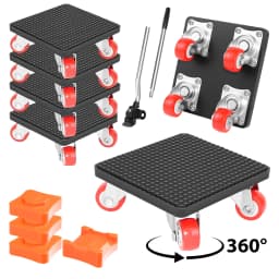 Furniture Mover with 360° Rotating Wheels, 63cm Extended Carbon Steel Pry Bar Lifter,Heavy Duty Moving Aid Furniture Transport