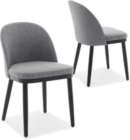 Modern Upholstered Dining Chairs Set of 2 – Curved Backrest, Thick Cushioned Seats, Wood Frame, Armless Accent Kitchen Chairs Fo
