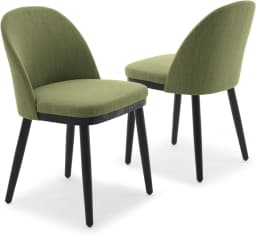 Modern Upholstered Dining Chairs Set of 2 – Curved Backrest, Thick Cushioned Seats, Wood Frame, Armless Accent Kitchen Chairs Fo