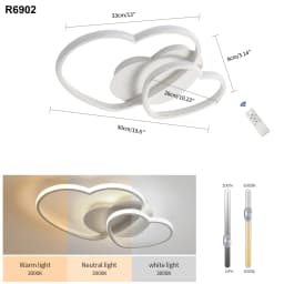 LED Ceiling Light, Golden Heart Ceiling Lamp Modern, Dimmable 3000K-6500K Lamp with Remote Control for Bedroom, Dining Room
