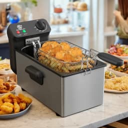 SUPERLEX 2000W Electric Deep Fryers Oil Adjustable Fried Chicken Grill French Fries Heating Cooker 3L Stainless Steel Fat Fryer