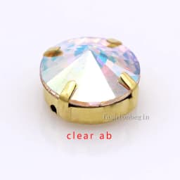 24Colors 6/8/10/12/14/16/18/25MM Rivoli Round Sew on Rhinestone Crystal With Golden Button For Garments Jewelry Shoes Diy Trims