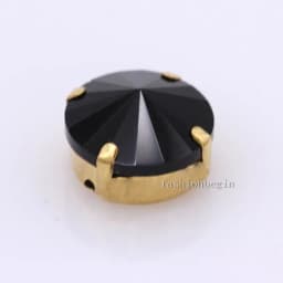24Colors 6/8/10/12/14/16/18/25MM Rivoli Round Sew on Rhinestone Crystal With Golden Button For Garments Jewelry Shoes Diy Trims