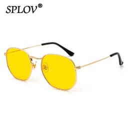 Hexagon Men Women Sunglasses Square Polygon Sun Glasses Brand Designer Retro Shades Metal Frame Eyewear TOP UV400 De Sol Hombre