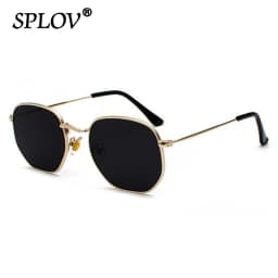 Hexagon Men Women Sunglasses Square Polygon Sun Glasses Brand Designer Retro Shades Metal Frame Eyewear TOP UV400 De Sol Hombre