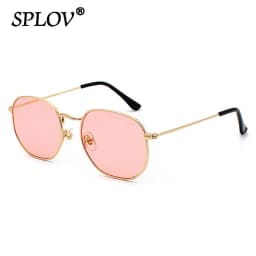 Hexagon Men Women Sunglasses Square Polygon Sun Glasses Brand Designer Retro Shades Metal Frame Eyewear TOP UV400 De Sol Hombre