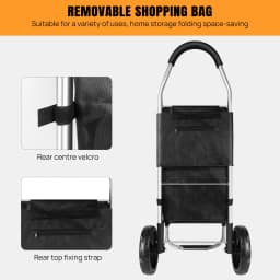 40L Lightweight 2 Wheels Shopping Trolley, Collapsible Push/Pull Carts for Easy Storage, for Seniors or Heavy Loads (Black)