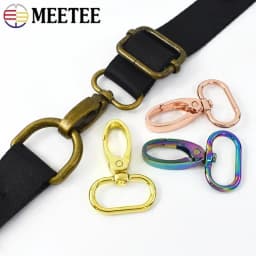 Meetee 10Pc 16-38mm Bag Strap Hook Buckle Metal Swivel Lobster Clasp DIY Webbing Snap Hooks Carabiner Keychain Buckles Accessory