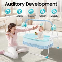 Baby Swing Electric Rocker with 12 Songs Bluetooth USB 5 Swing Speeds for Infant Toddler Bedtime Soothing Without Battery