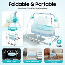 Baby Swing Electric Rocker with 12 Songs Bluetooth USB 5 Swing Speeds for Infant Toddler Bedtime Soothing Without Battery